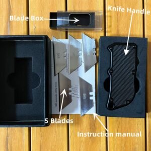 Box Cutter​ Carbon Fiber Utility Knife Blade Equipped With 5 Blades-Red