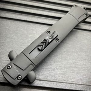 9 Inch Italian Stiletto OTF Automatic Knife – Damascus Etch