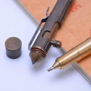 Brass Slub Pen Retro Bolt Gel Tactical Pen Colecci&oacute;n Supplies Personal Emergency Defense Tool Security Protection EDC Tool