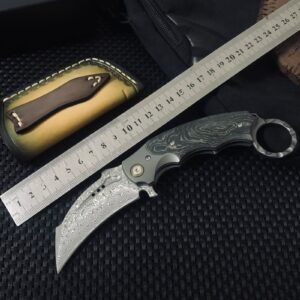 Karambit Knife Damascus Steel Folding Claw Knife