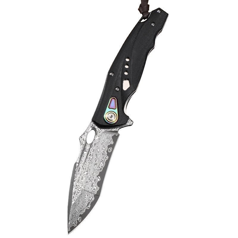 O1CN01GBIxGx1xtyAYroErj_2204178276502-0-cib.jpg Forged Damascus steel folding knife outdoor camping high hardness knife tactical survival portable knife