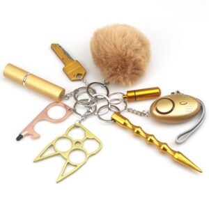Safety Keychain Colecci&oacute;n Keychain 8-Piece Multifunctional Gold