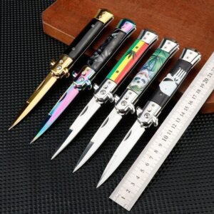 Portable Outdoor Folding Stiletto Knife – Multi-Purpose Flick Knife