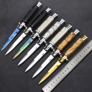 Classic Italian Stiletto Knife – Automatic Flick Knife Set with Mixed Blade Styles