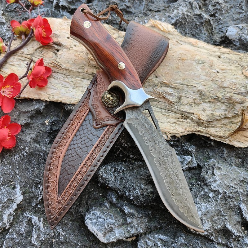 O1CN01ZW8dqO1S5MLMYXPGV_2217256102195-0-cib.jpg Drop Point Knife Fixed Blade Hunting Survival Combat Outdoor Damascus Steel Wood