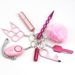 Safety Keychain Colecci&oacute;n Keychain 8-Piece Multifunctional Pink
