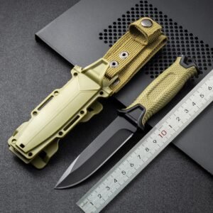 Fixed Blade Outdoor Knife with Textured Handle & Sheath
