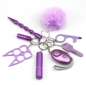 Safety Keychain Colecci&oacute;n Keychain 8-Piece Multifunctional Purple