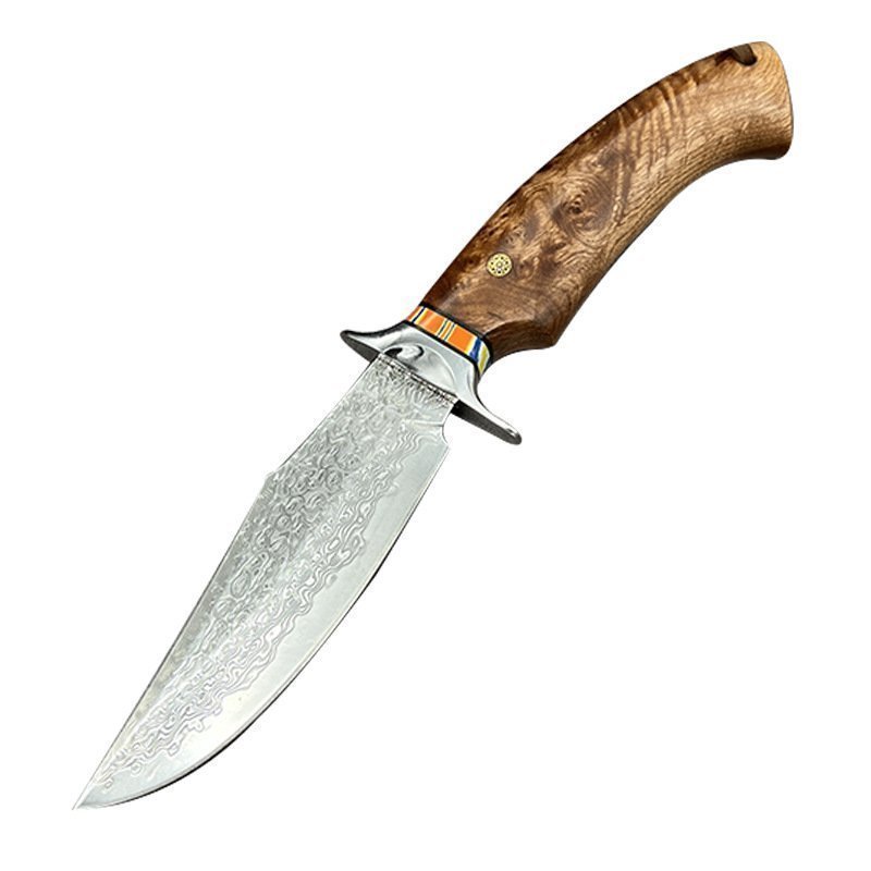 O1CN01qdOxez1JJFjQkLVc7_2215694981007-0-cib-1.jpg Maple Leaf Outdoor Damascus Steel Straight Knife Handmade Camping Equipment