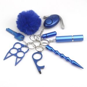 Safety Keychain Colecci&oacute;n Keychain 8-Piece Multifunctional Blue