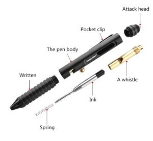 Practical Tactical Pen Tungsten Steel Glass Breaker Colecci&oacute;n Tactical Survival Pens Multifunction Brass Whistle Defence Pen