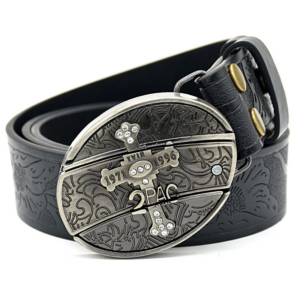 Belt Buckle Knife-Small Cross Knife Buckle Embossed Black
