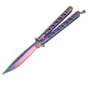 BM 42 Balisong Knife Butterfly Knife Spring Latch Rainbow