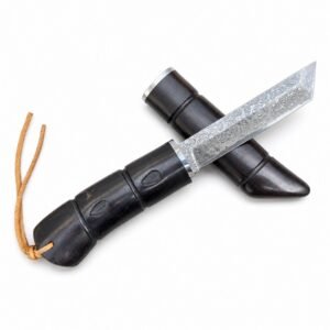 Cuchillo de Damasco con caja de madera, carne de mano silvestre, cuchillo de supervivencia portátil