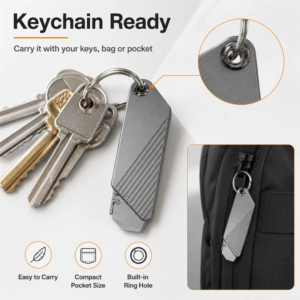 Compact Folding Utility Knife with Keyring & Replaceable Blade